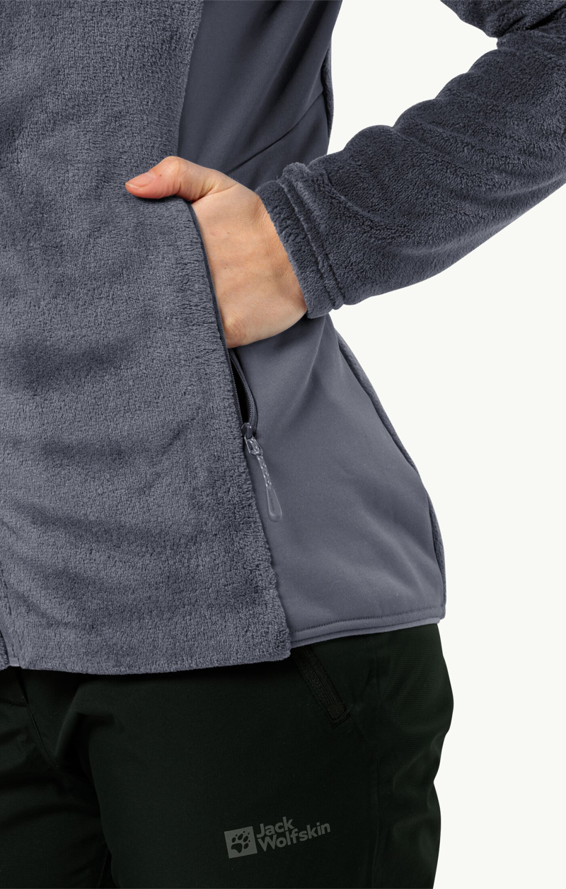 Jack Wolfskin Rotwand Hooded Full Zip Jacket Womens in Dolphin-1